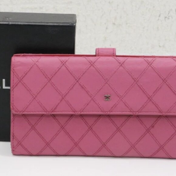 Chanel Pink Diamond Stitch Long Leather Wallet 13393002 - Picture 1 of 15